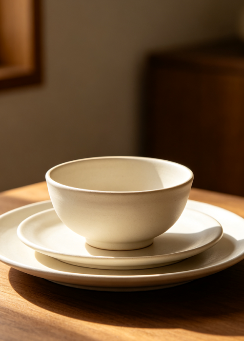 Elegant Stoneware Ceramic Bowl Plate Dining Set