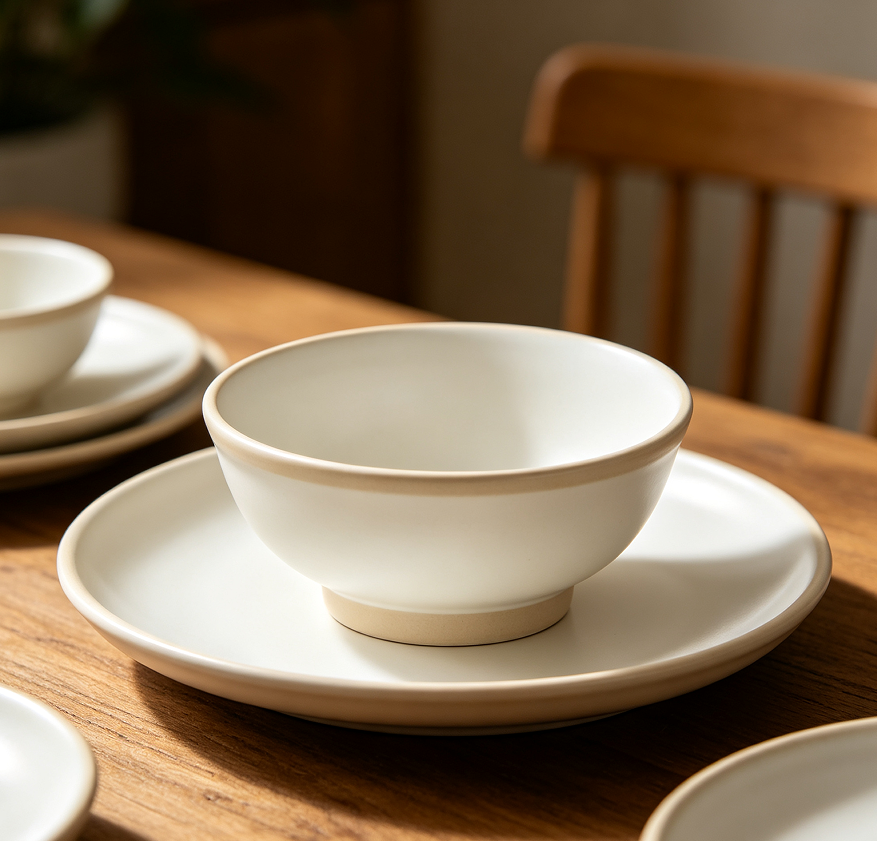 Durable Everyday Ceramic Bowl Plate Meal Set